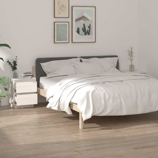 Bedside Cabinet | Set of 2 | White | Solid Pine Wood | 40 x 35 x 50 cm
