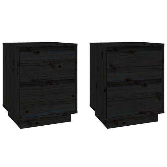 Bedside Cabinet | Set of 2 | Black | Solid pinewood | Medium | Durable