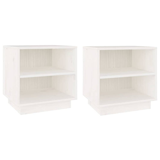Bedside Cabinet | Set of 2 | White | Solid pinewood | Medium