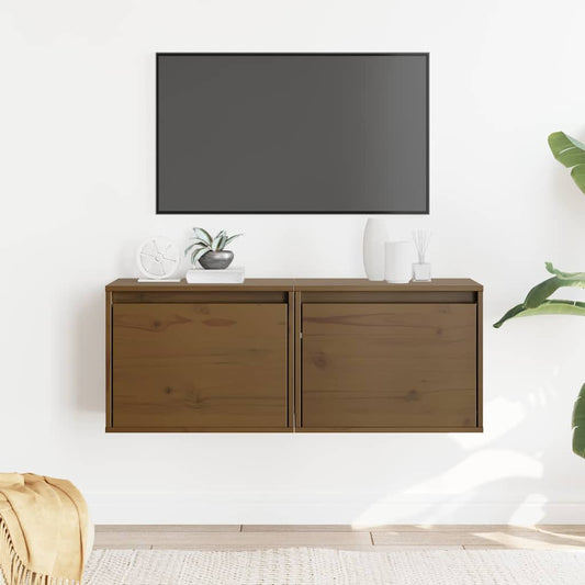 Wall Cabinet | Set of 2 | Honey brown | Solid pinewood