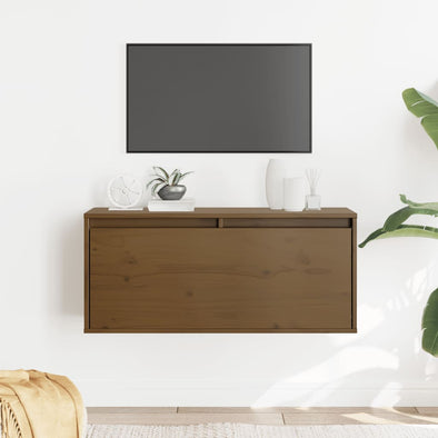 Wall Cabinet Honey Brown 80x30x35 cm Solid Wood Pine