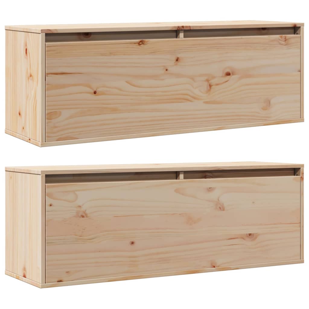 Wall Cabinets 2 pcs 100x30x35 cm Solid Wood Pine