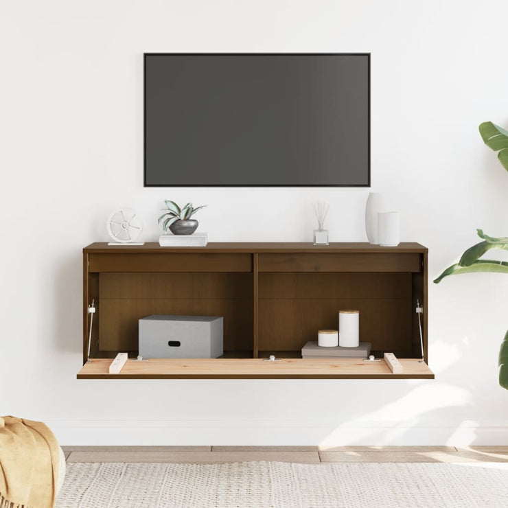 Wall Cabinet Honey Brown 100x30x35 cm Solid Wood Pine