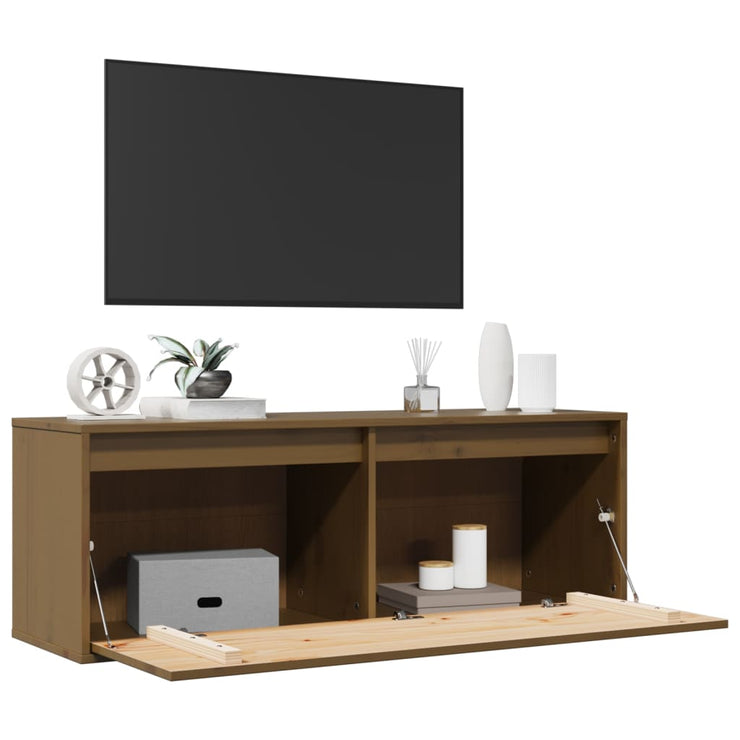 Wall Cabinet Honey Brown 100x30x35 cm Solid Wood Pine