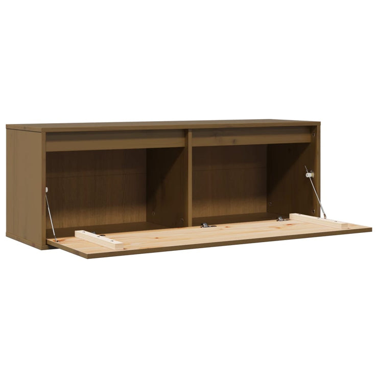 Wall Cabinet Honey Brown 100x30x35 cm Solid Wood Pine