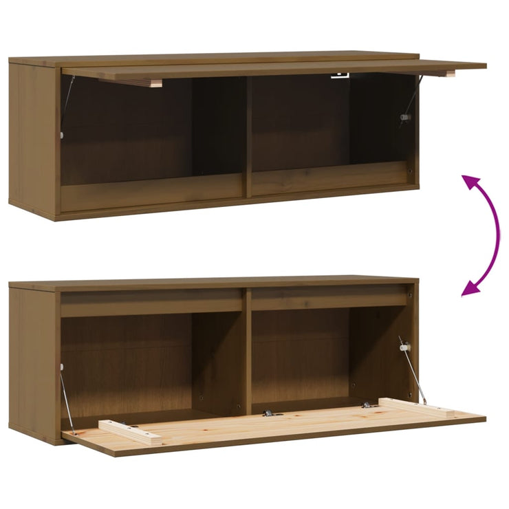 Wall Cabinet Honey Brown 100x30x35 cm Solid Wood Pine