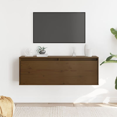 Wall Cabinet Honey Brown 100x30x35 cm Solid Wood Pine