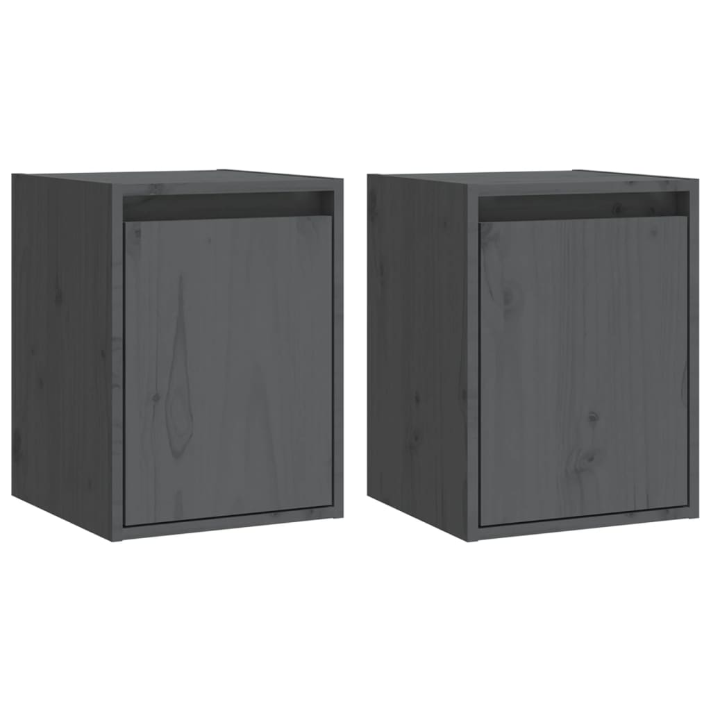 Wall Cabinets 2pcs Grey 30x30x40 cm Solid Wood Pine