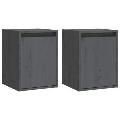 Wall Cabinets 2pcs Grey 30x30x40 cm Solid Wood Pine