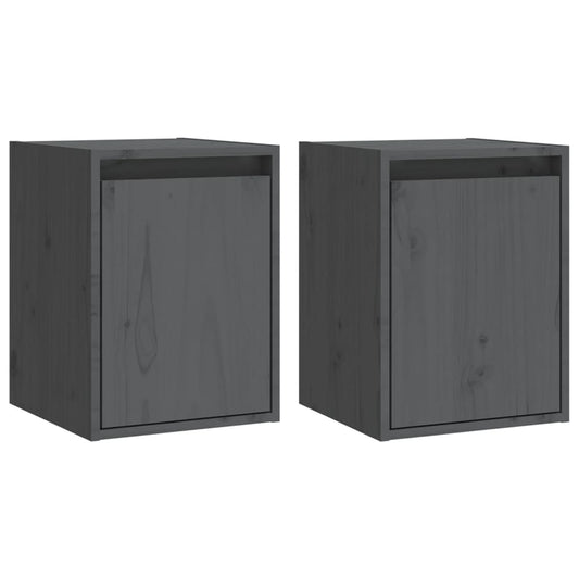 Wall Cabinets 2pcs Grey 30x30x40 cm Solid Wood Pine