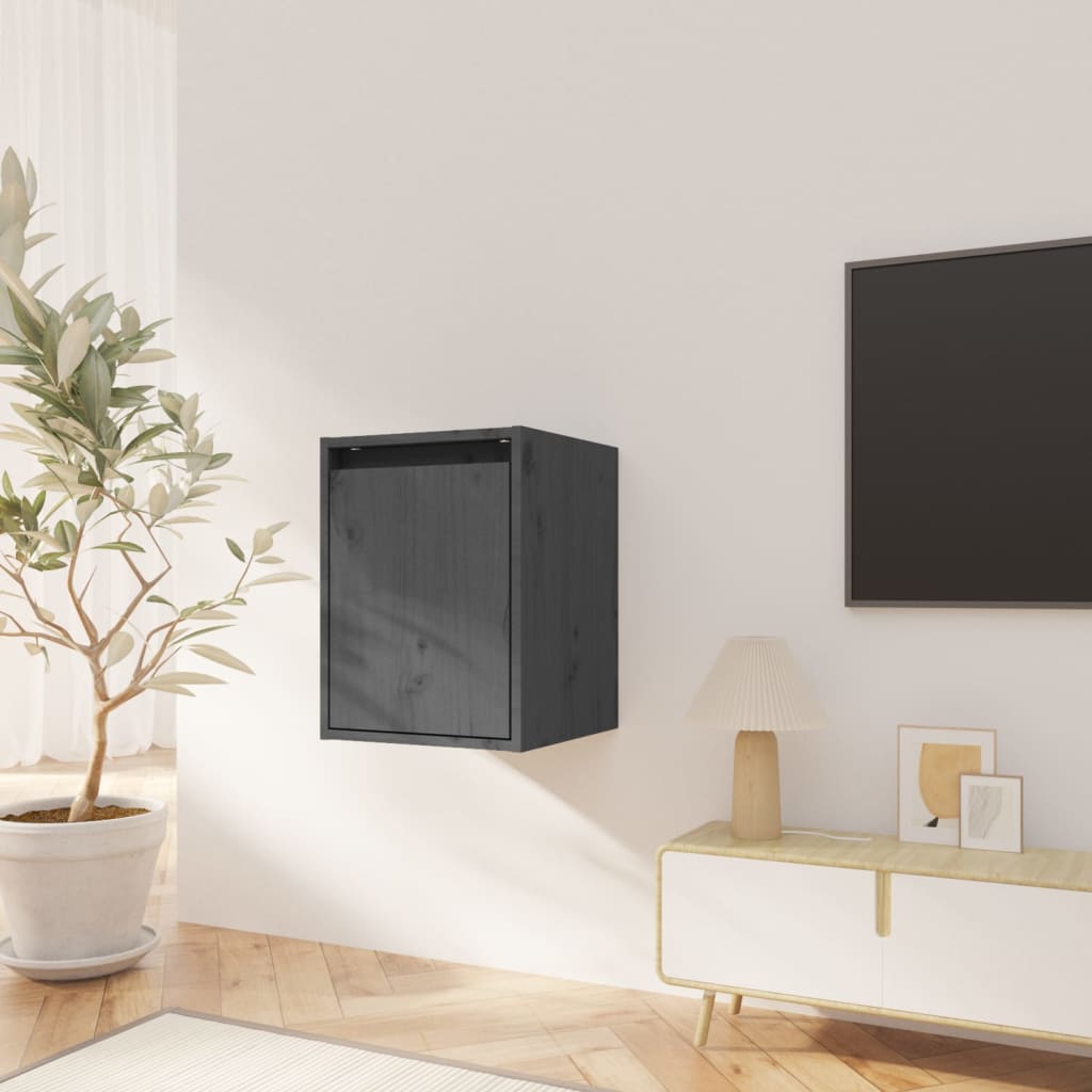Wall Cabinets 2pcs Grey 30x30x40 cm Solid Wood Pine