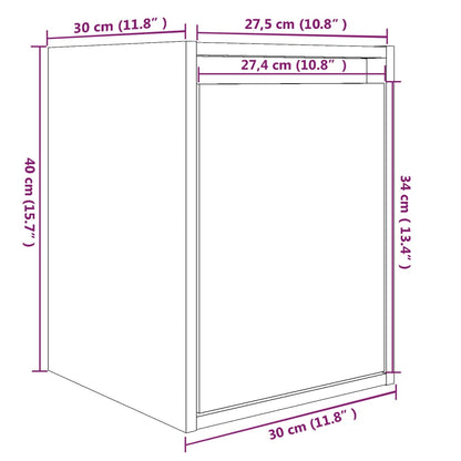 Wall Cabinets 2pcs Grey 30x30x40 cm Solid Wood Pine