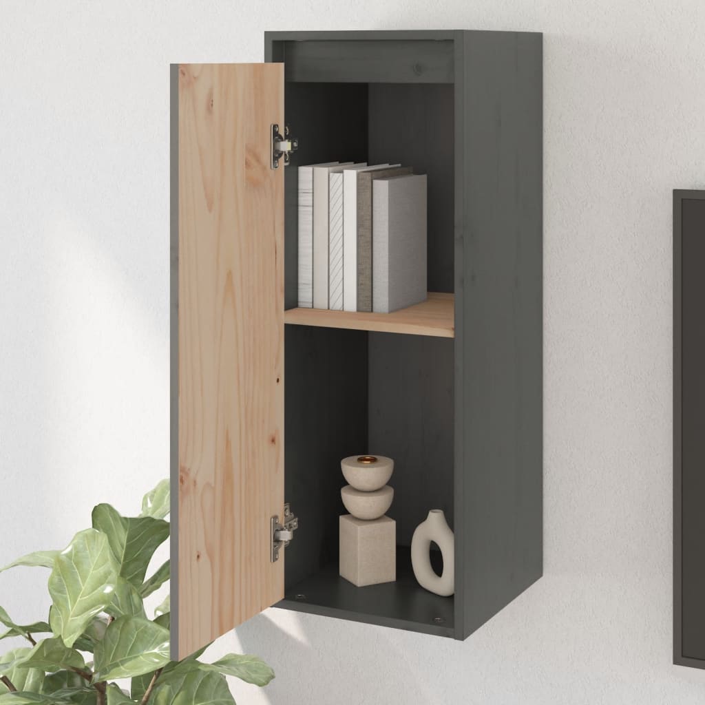 Wall Cabinet Grey 30x30x80 cm Solid Wood Pine