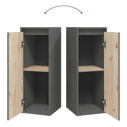 Wall Cabinet Grey 30x30x80 cm Solid Wood Pine