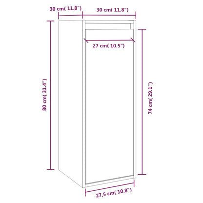 Wall Cabinet Grey 30x30x80 cm Solid Wood Pine
