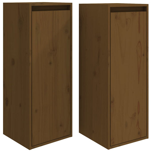 Wall Cabinet | Set of 2 | Honey brown | Solid pine wood | Medium