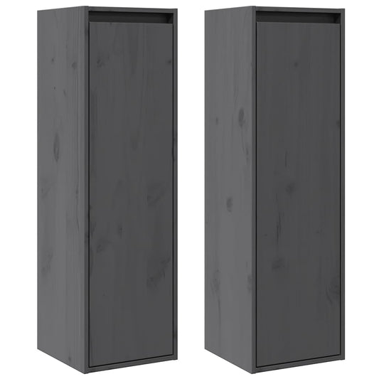 Wall Cabinet | Set of 2 | Grey | Solid pine wood | 30x30x100 cm