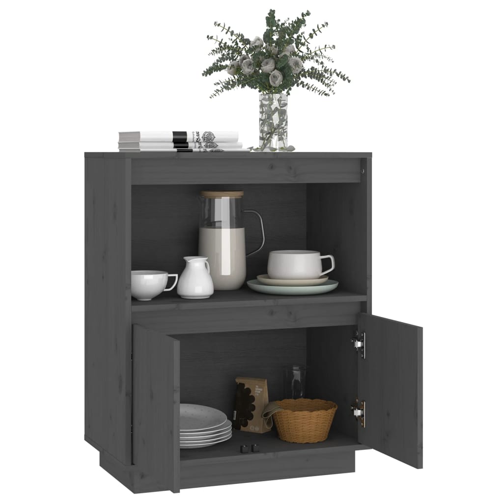 Sideboard Grey 60x34x75 cm Solid Wood Pine