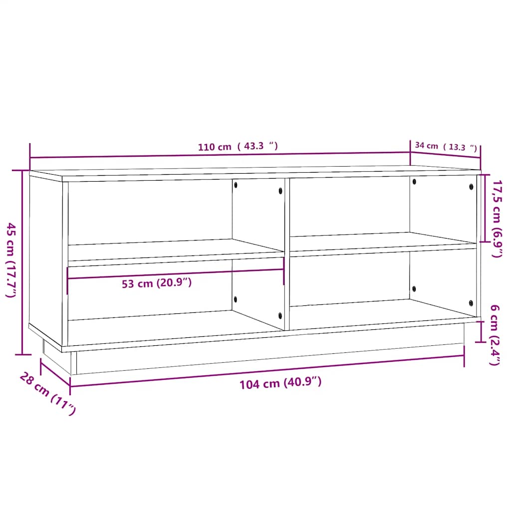 Shoe Cabinet Honey Brown 110x34x45 cm Solid Wood Pine