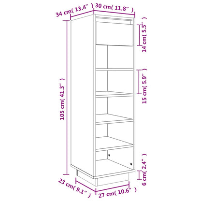 Shoe Cabinet Grey 30x34x105 cm Solid Wood Pine