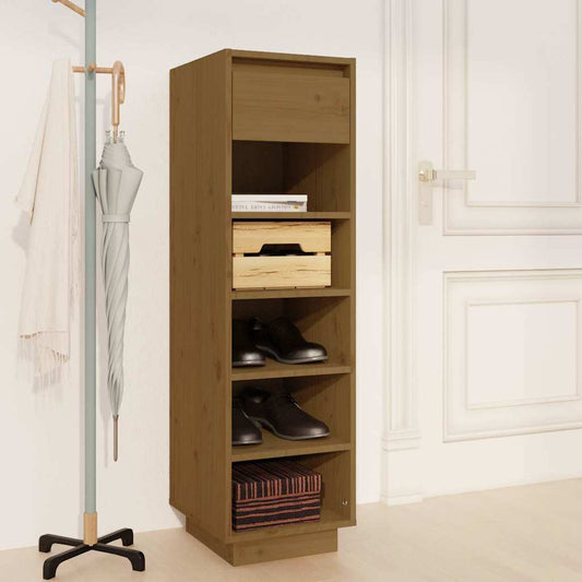 Shoe Cabinet | Honey Brown | Solid Pinewood | Tall | Shoe Cabinet
