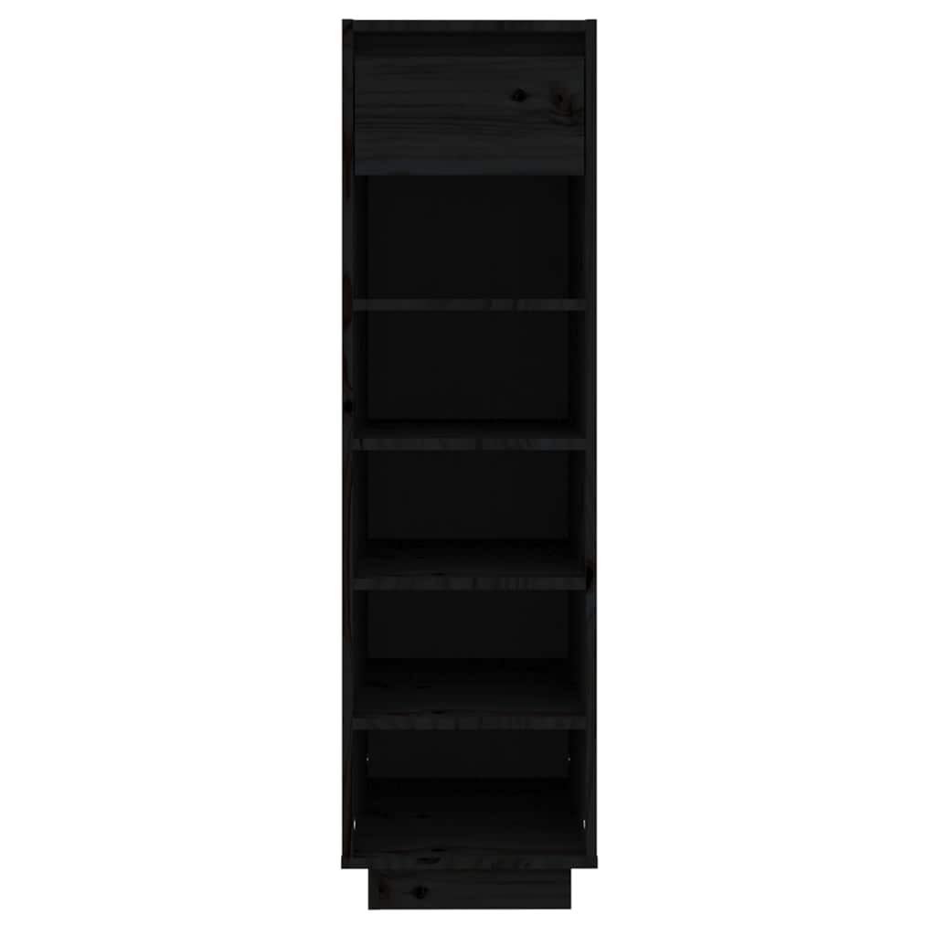 Shoe Cabinet Black 30x34x105 cm Solid Wood Pine