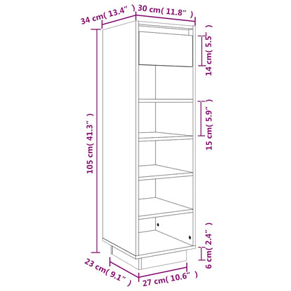 Shoe Cabinet Black 30x34x105 cm Solid Wood Pine