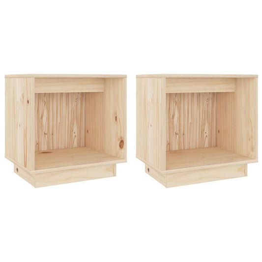 Bedside Cabinet | Set of 2 | Natural Wood | Solid pinewood | Medium