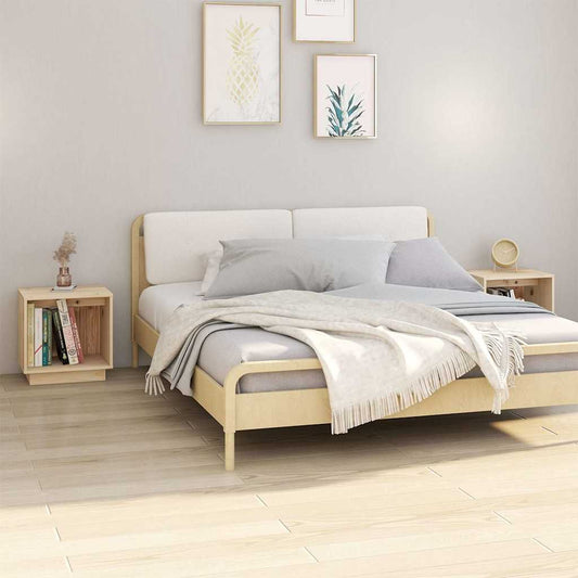 Bedside Cabinet | Set of 2 | Natural Wood | Solid pinewood | Medium