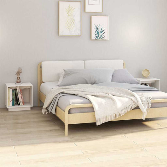 Bedside Cabinet | Set of 2 | White | Solid pinewood | Medium