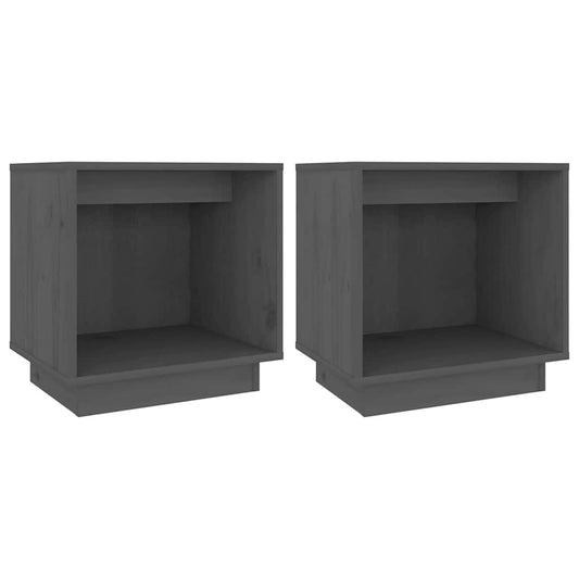 Bedside Cabinet | Set of 2 | Grey | Solid pinewood | Medium | Storage