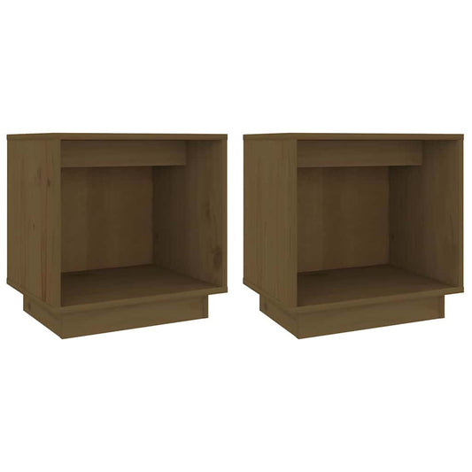Bedside Cabinet | Set of 2 | Honey brown | Solid pinewood | Compact