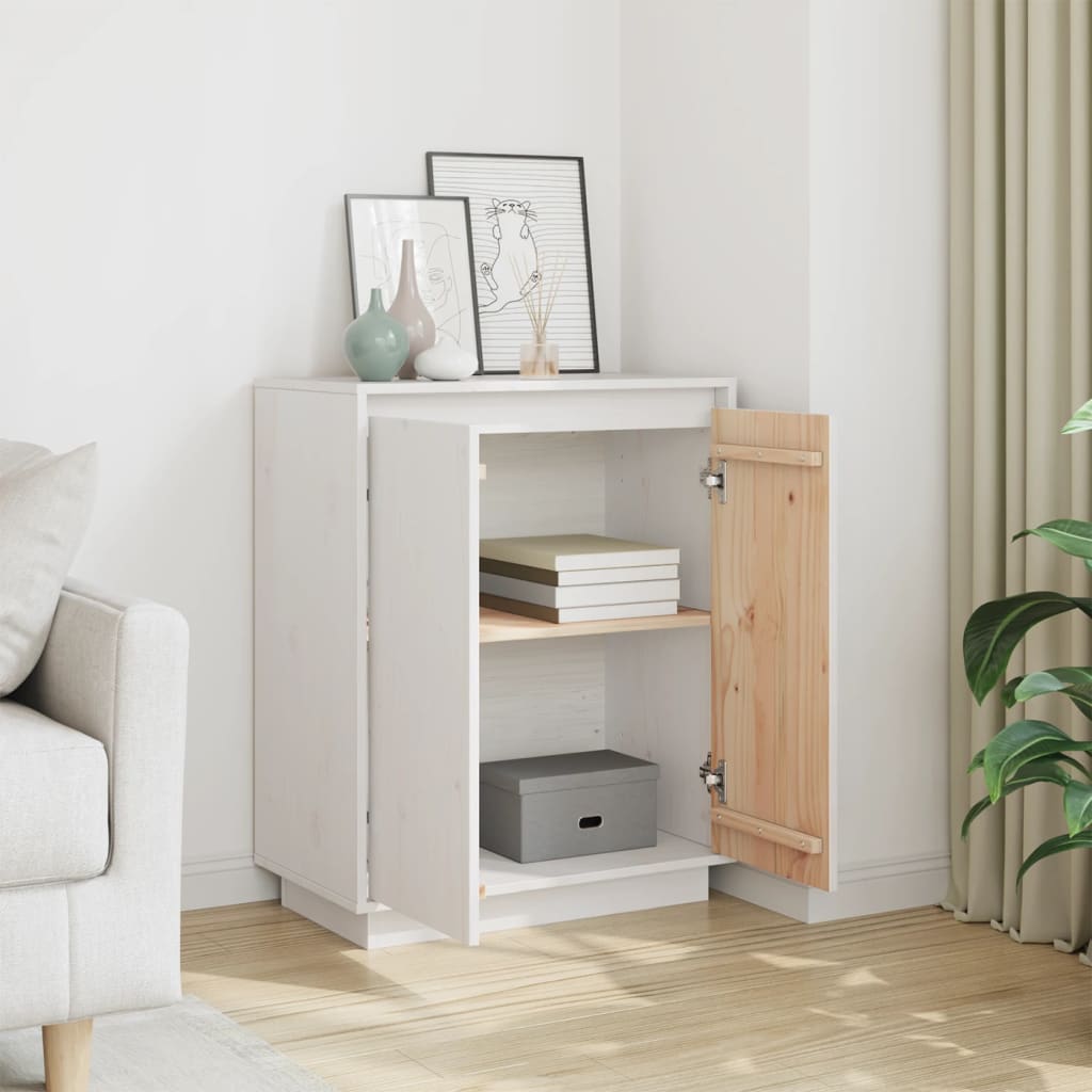 Sideboard White 60x34x75 cm Solid Wood Pine