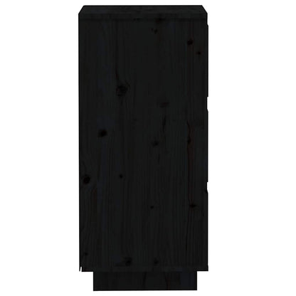 Sideboard | Set of 2 | Black | Solid Pine Wood | 32x34x75 cm
