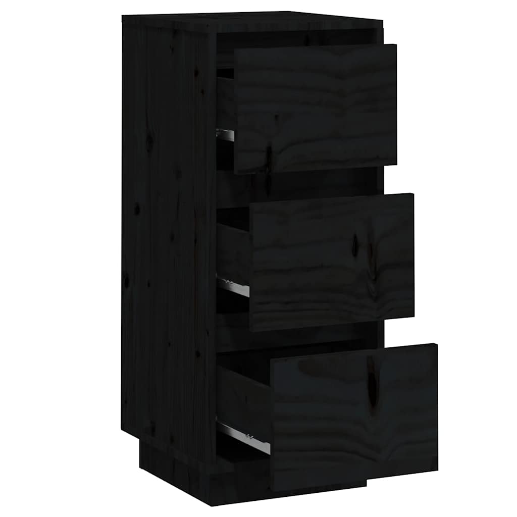 Sideboard | Set of 2 | Black | Solid Pine Wood | 32x34x75 cm
