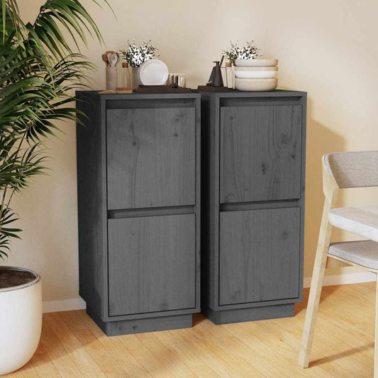 Sideboard | Set of 2 | Grey | Solid pine wood, MDF | Medium | Sideboard