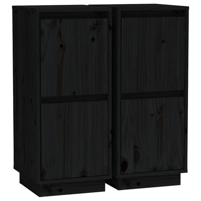 Sideboard | Set of 2 | Black | Solid pine wood, MDF | Standard