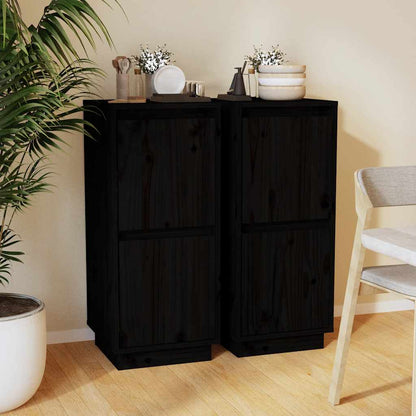Sideboard | Set of 2 | Black | Solid pine wood, MDF | Standard