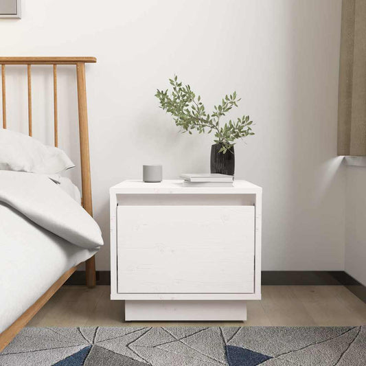 Bedside Cabinet | White | Solid pinewood | Compact | Storage