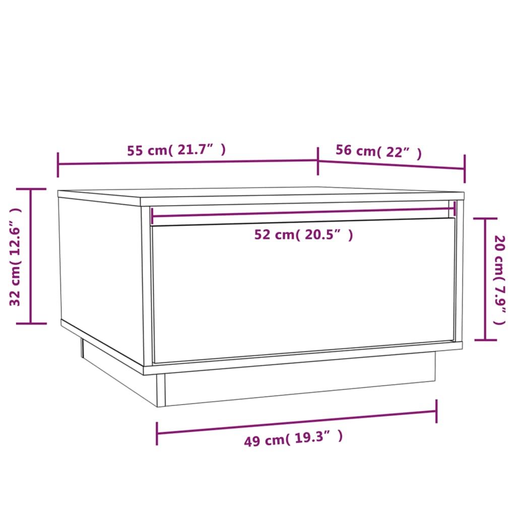 Coffee Table 55x56x32 cm Solid Wood Pine