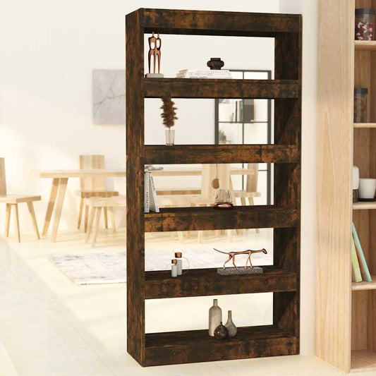 Book Cabinet | Smoked oak | Engineered wood | 80 x 30 x 166 cm