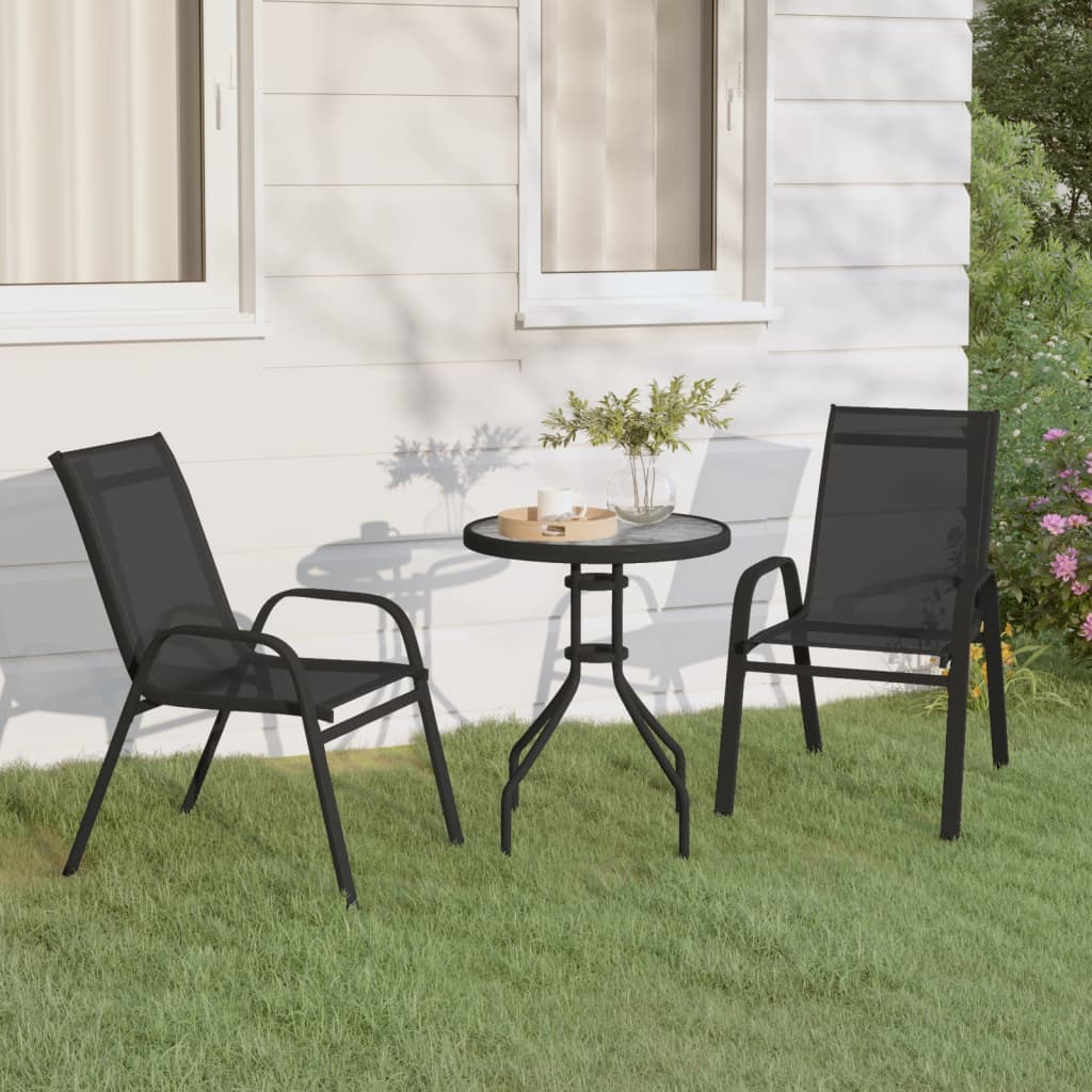 3 Piece Garden Bistro Set Black