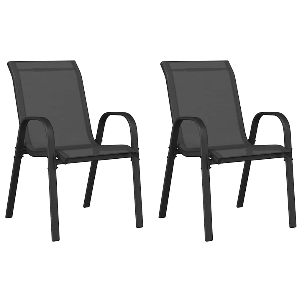 Stackable Garden Chair | Set of 2 | Black | Powder-coated steel | Medium