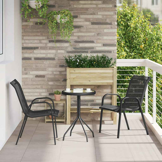 Stackable Garden Chairs 2 pcs Black Textilene Fabric