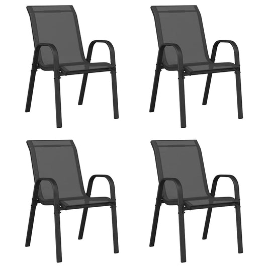 318780 vidaXL Stackable Garden Chairs 4 pcs Black Textilene Fabric