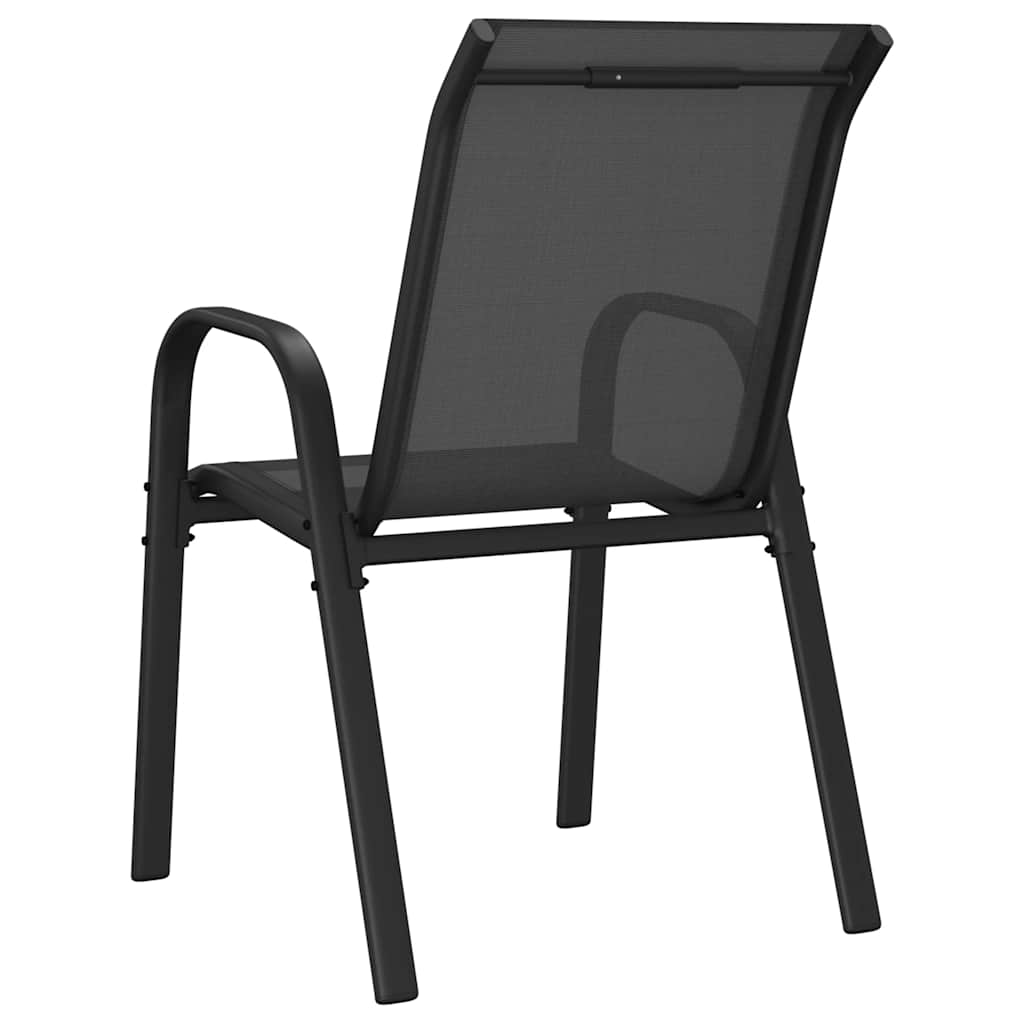 Stackable Garden Chairs 4 pcs Black Textilene Fabric