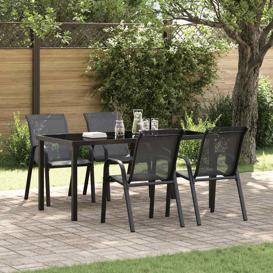 318780 vidaXL Stackable Garden Chairs 4 pcs Black Textilene Fabric