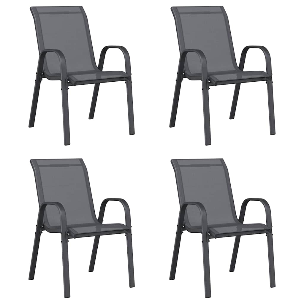 Stackable Garden Chair | Set of 4 | Grey | Powder-coated steel