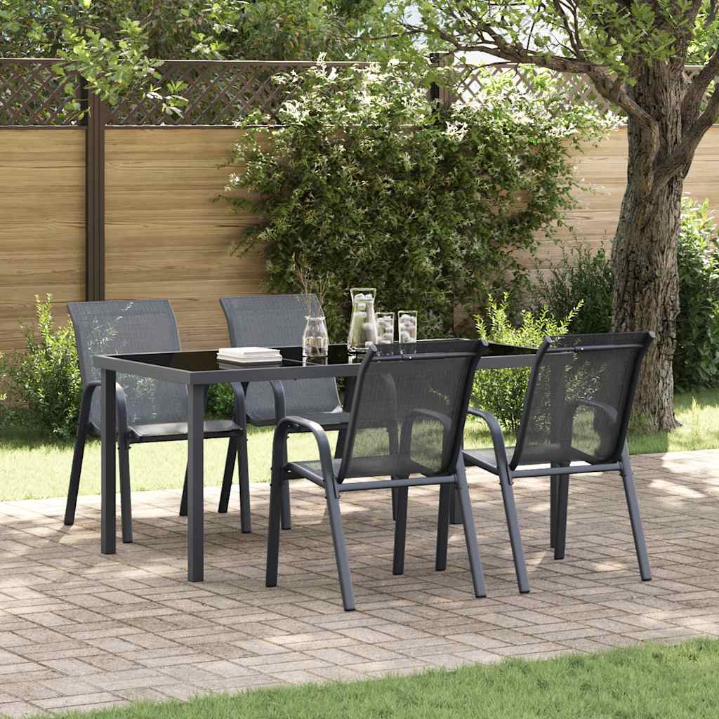 Stackable Garden Chair | Set of 4 | Grey | Powder-coated steel