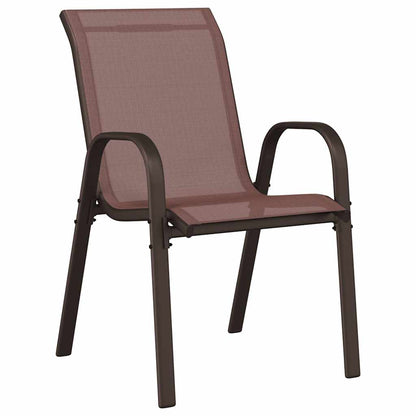 Stackable Garden Chairs 4 pcs Brown Textilene Fabric